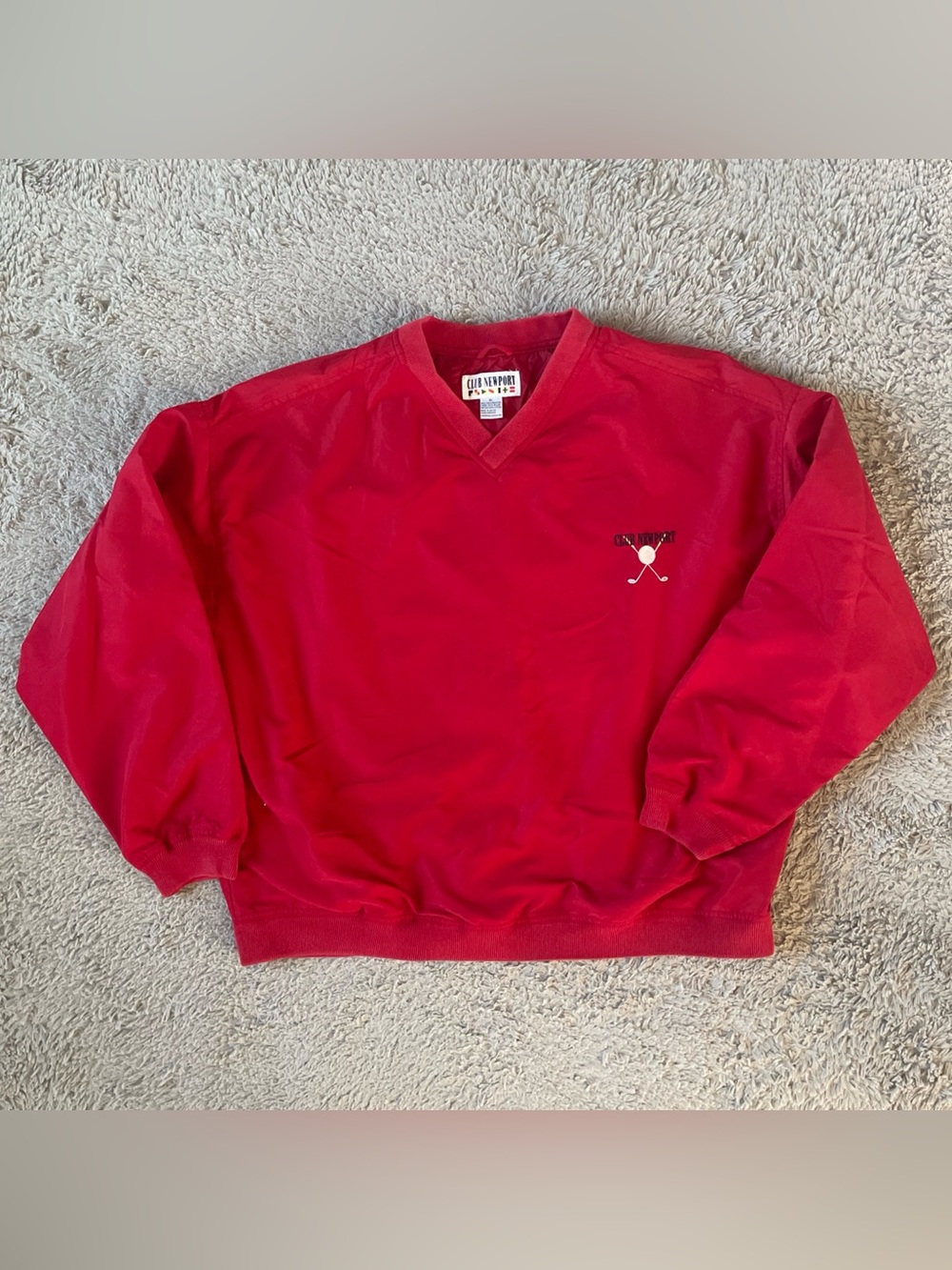 Vintage Club Newport Golf Windbreaker Pullover Lightweight Jacket Red Men’s XL